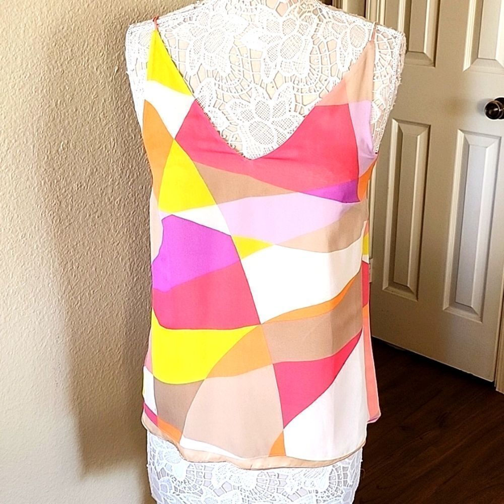 Trina Turk 100% Silk Camisole Tank Top Coquette‎ Girl Size S